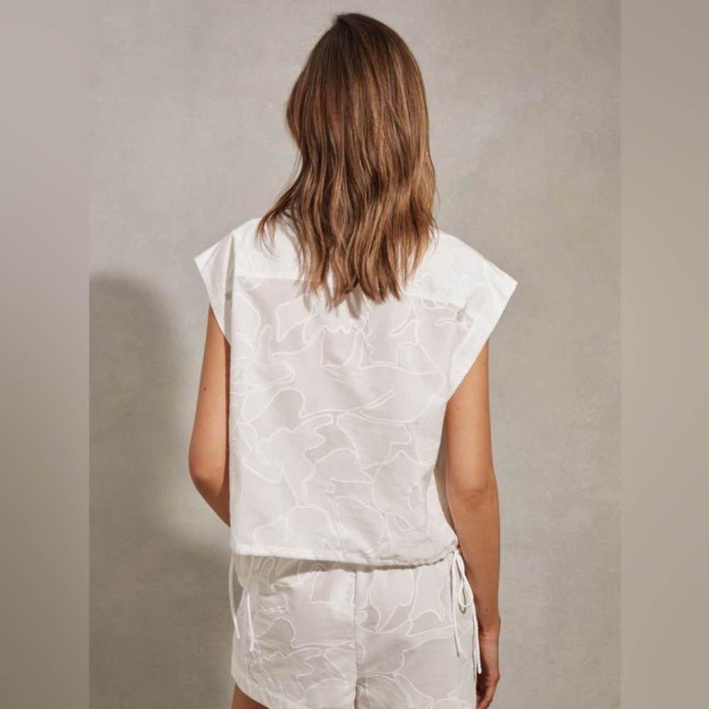 NWOT REISS White COTTON EMBROIDERED SHIRT - Picture 5 of 8